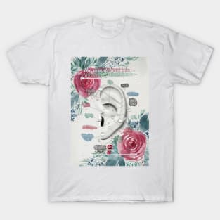 Ear Piercing Chart with Loose Watercolor Florals T-Shirt